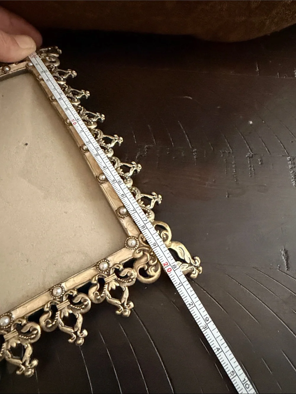Ornate Brass toned Decorative Photo Frame - Enamel, for 4”x6” picture Vintage
